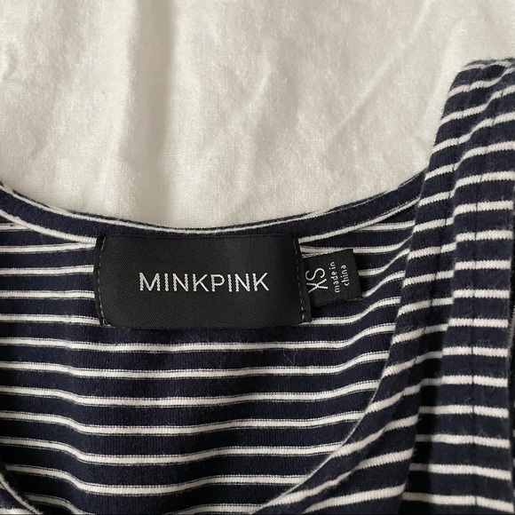 MINKPINK XS Black & White Striped Skater Dress Mini - Picture 2 of 5
